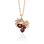 Подвеска «Веточка смородины» из красного золота с янтарём