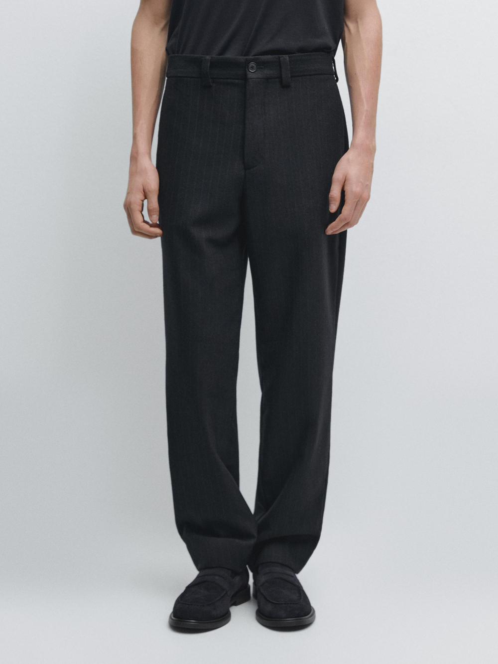 Massimo Dutti Фланелевые брюки с двойной полосой, темно-синий