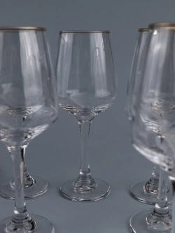 Набор бокалов для вина, 450 мл, 6 шт. с золотой каймой