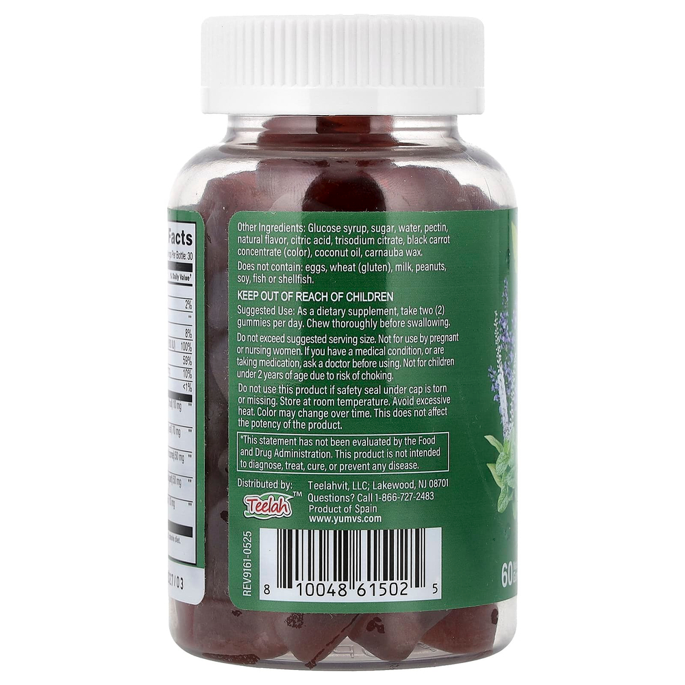 YumVs, жевательные таблетки для поддержки в период менопаузы, натуральный продукт, 60 жевательных конфет