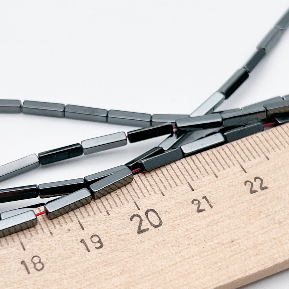 Гематит Брусок бусины (имитация), цвет черный, размер около 8*2 мм, цена за 23-24 шт (1/2 нити)