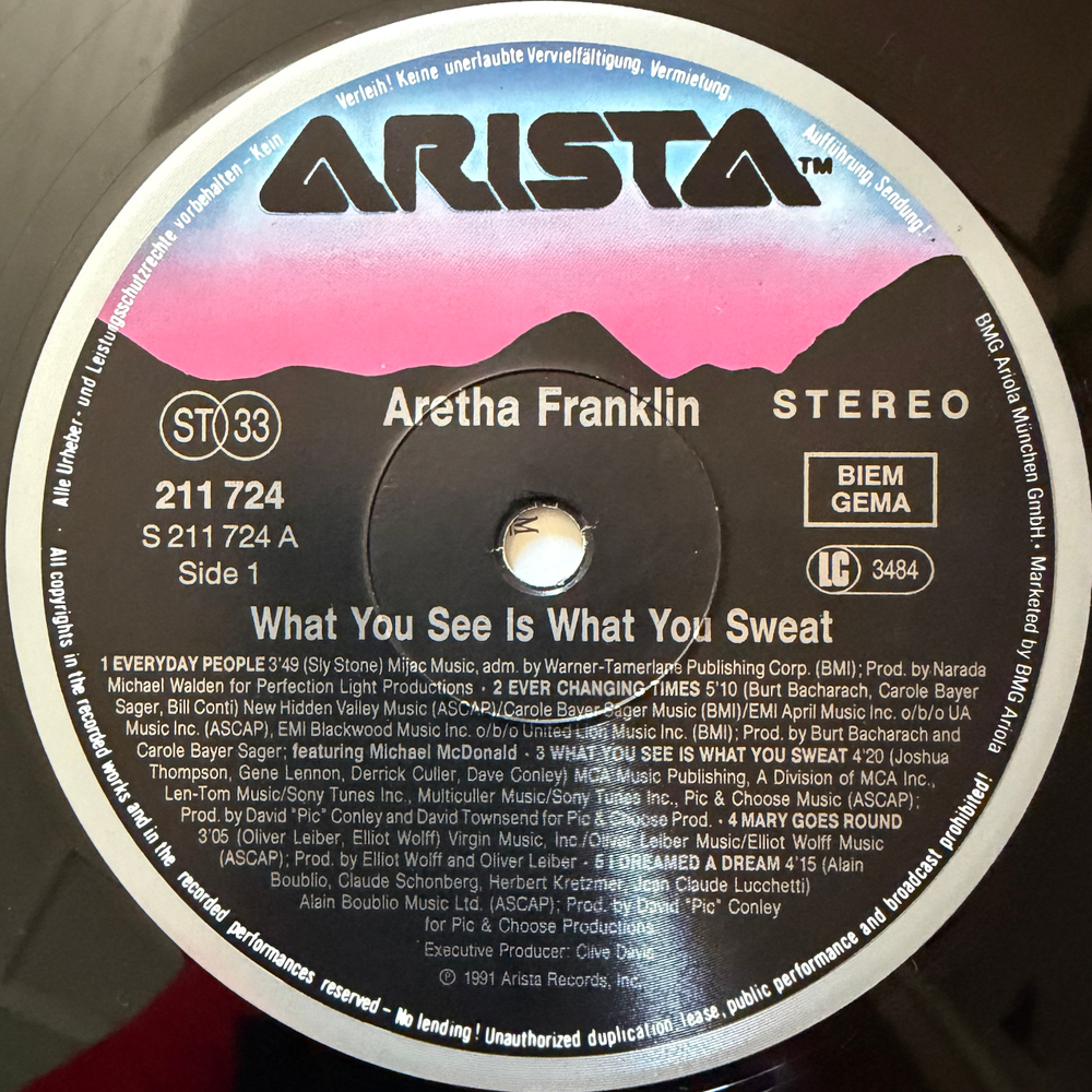 Aretha Franklin ‎– What You See Is What You Sweat (Европа 1991г.) Т