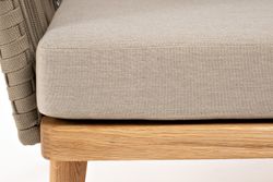 "Мальорка" кресло плетеное из роупа, основание дуб, роуп серо-коричневый 23мм, ткань бежевая 15052