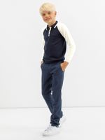 Джемпер поло для мальчика 497-1 синий-молочный