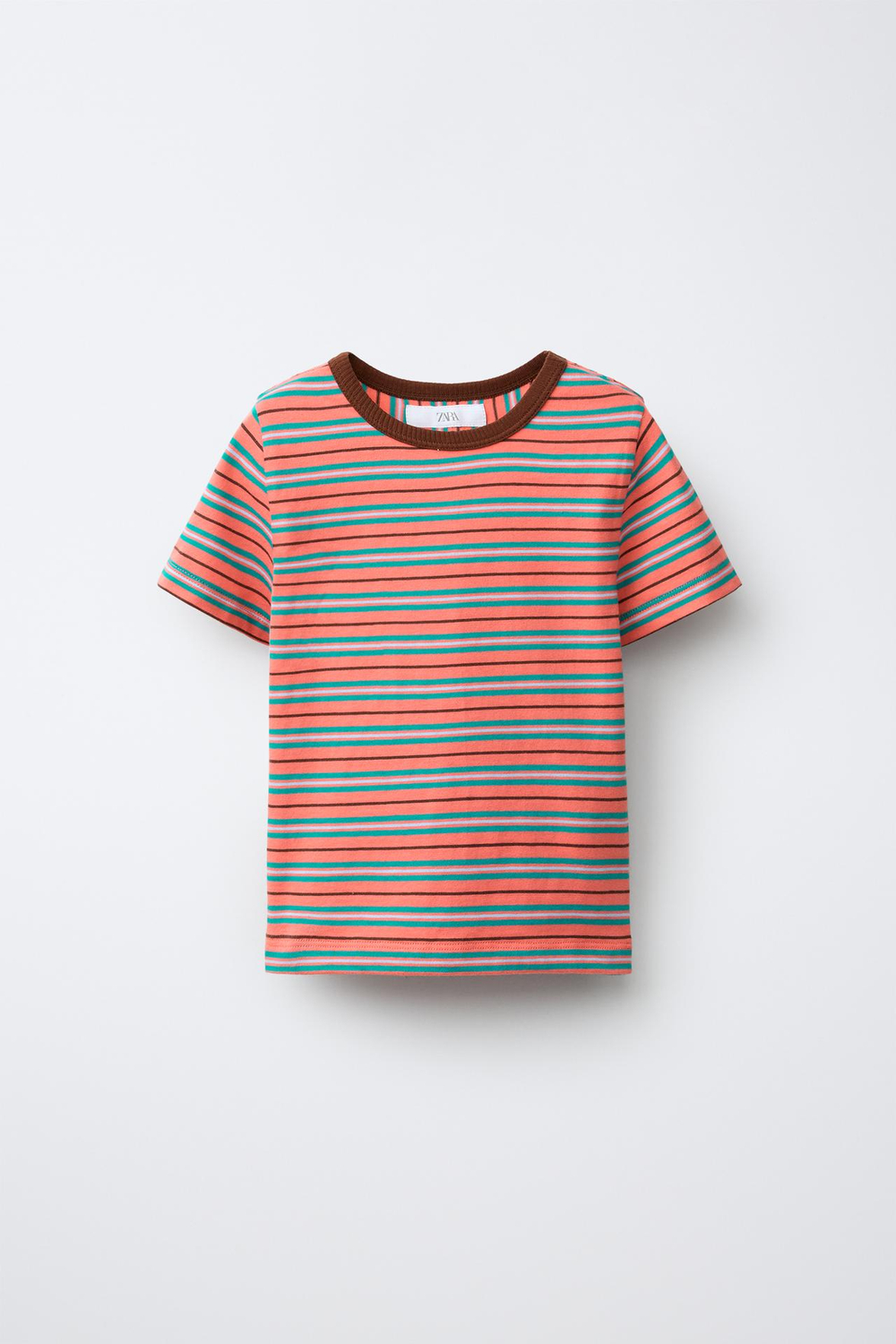 ZARA ФУТБОЛКА В ПОЛОСКУ, КОРАЛЛОВЫЙ