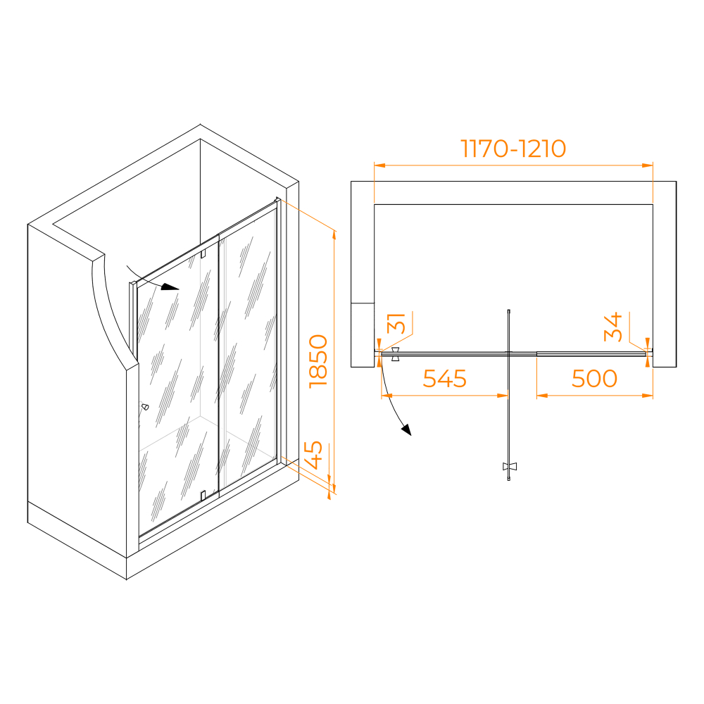 Душевая дверь RGW PA-02B NEW (Прозрачное, 1200)