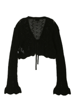 Женский Кардиган Black Tie Front Frill Crochet