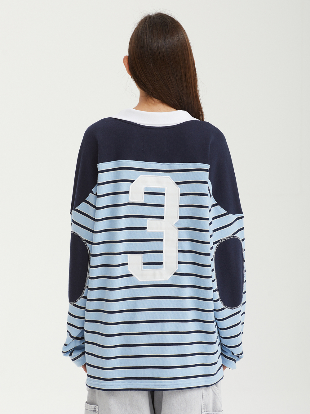 Женская Рубашка Stripe Polo Hockey Jersey Blue