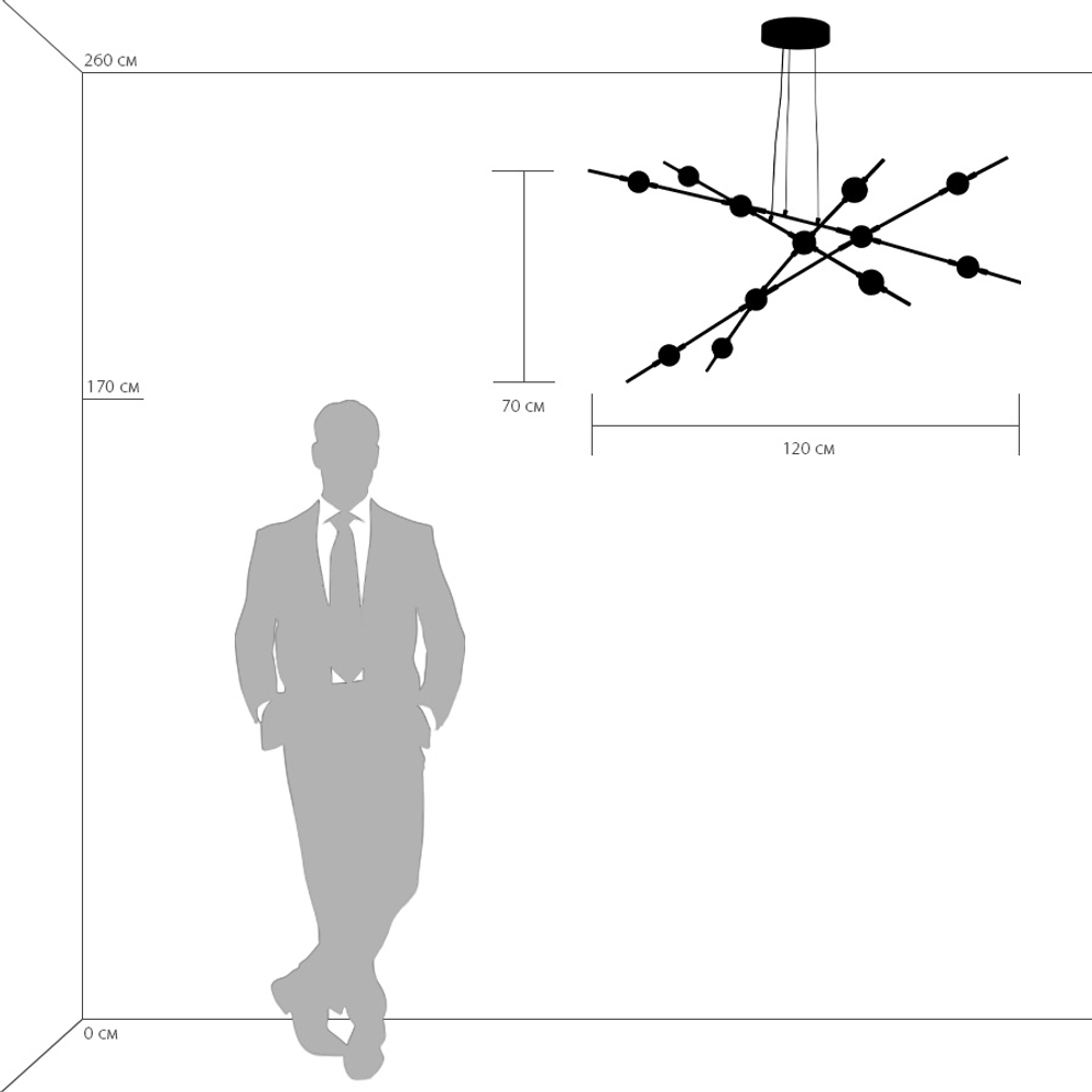 745247 Люстра BERGAMO LED 5Wх12 4800LM ЧЕРНЫЙ МАТОВЫЙ/ЗОЛОТО 4000K