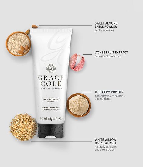 Белый нектарин и груша скраб для тела, Grace Cole