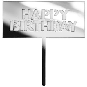 Топпер в торт Happy Birthday Серебро