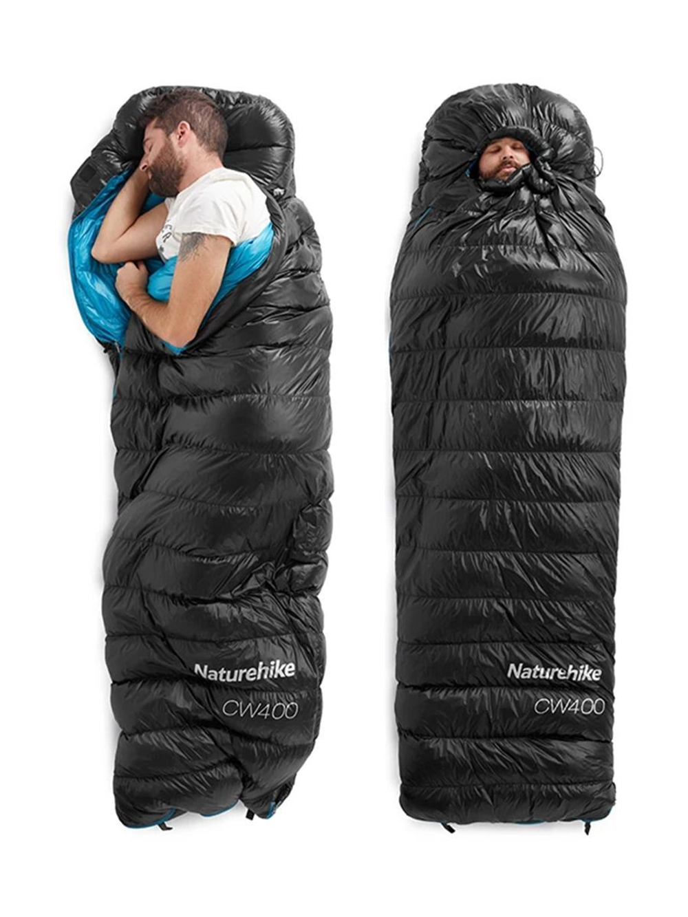 Спальный мешок Naturehike CW400 NH18C400-D с гусинным пухом, размер М, желтый, 6927595761700