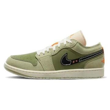 Jordan Air Jordan 1 Винтажные баскетбольные кроссовки Low Топ Зеленый Мужские