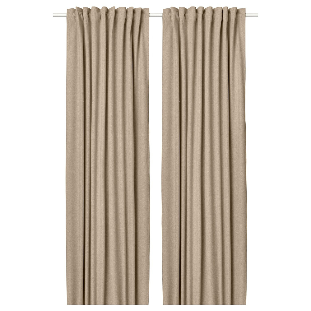 IKEA ROSENMANDEL  (ИКЕА РОСЕНМАНДЕЛ)  -  Шторы, 1 пара, на ленте/желто-бежевые, 135x300 см