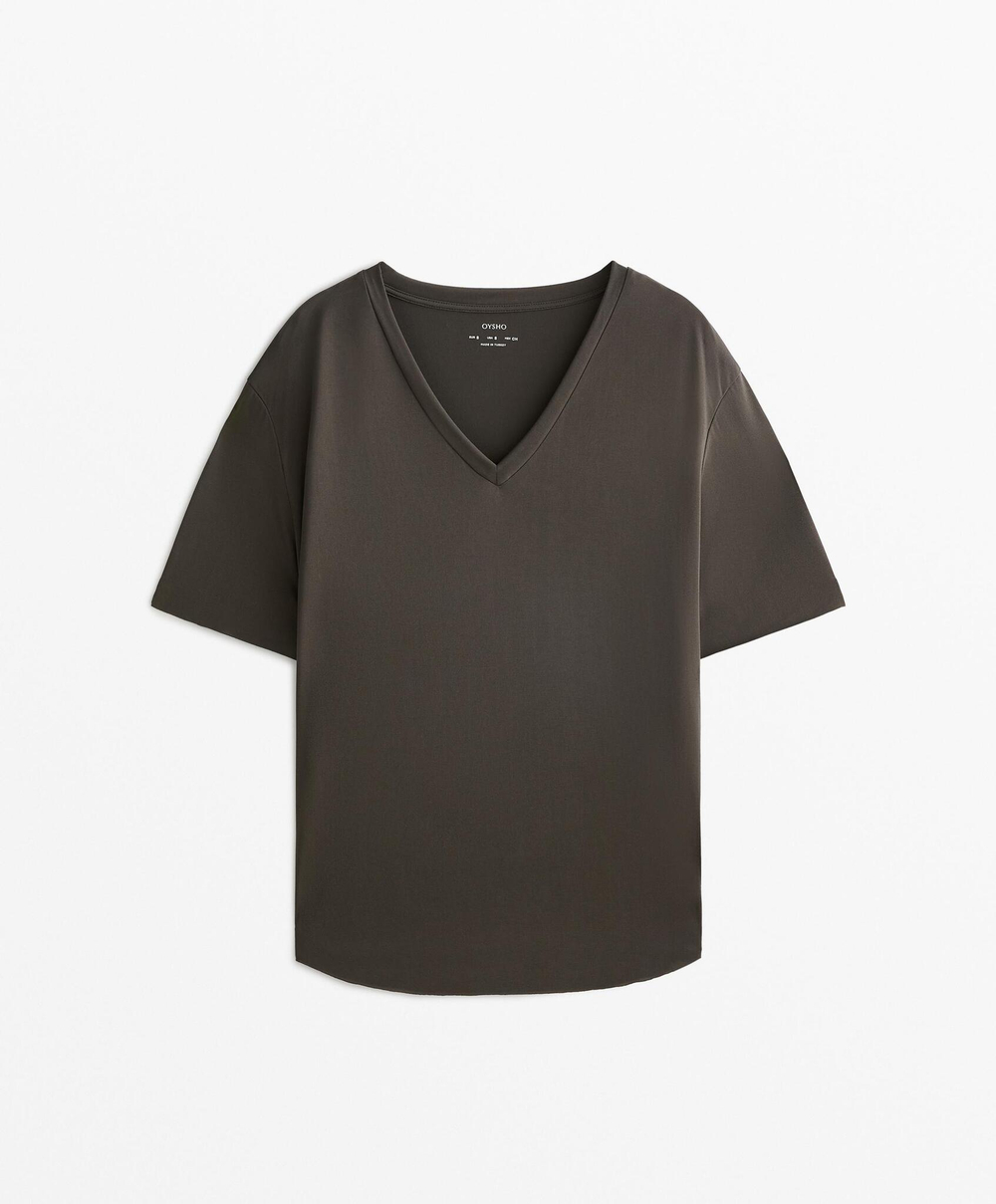 Oysho Футболка с коротким рукавом, антрацитовый