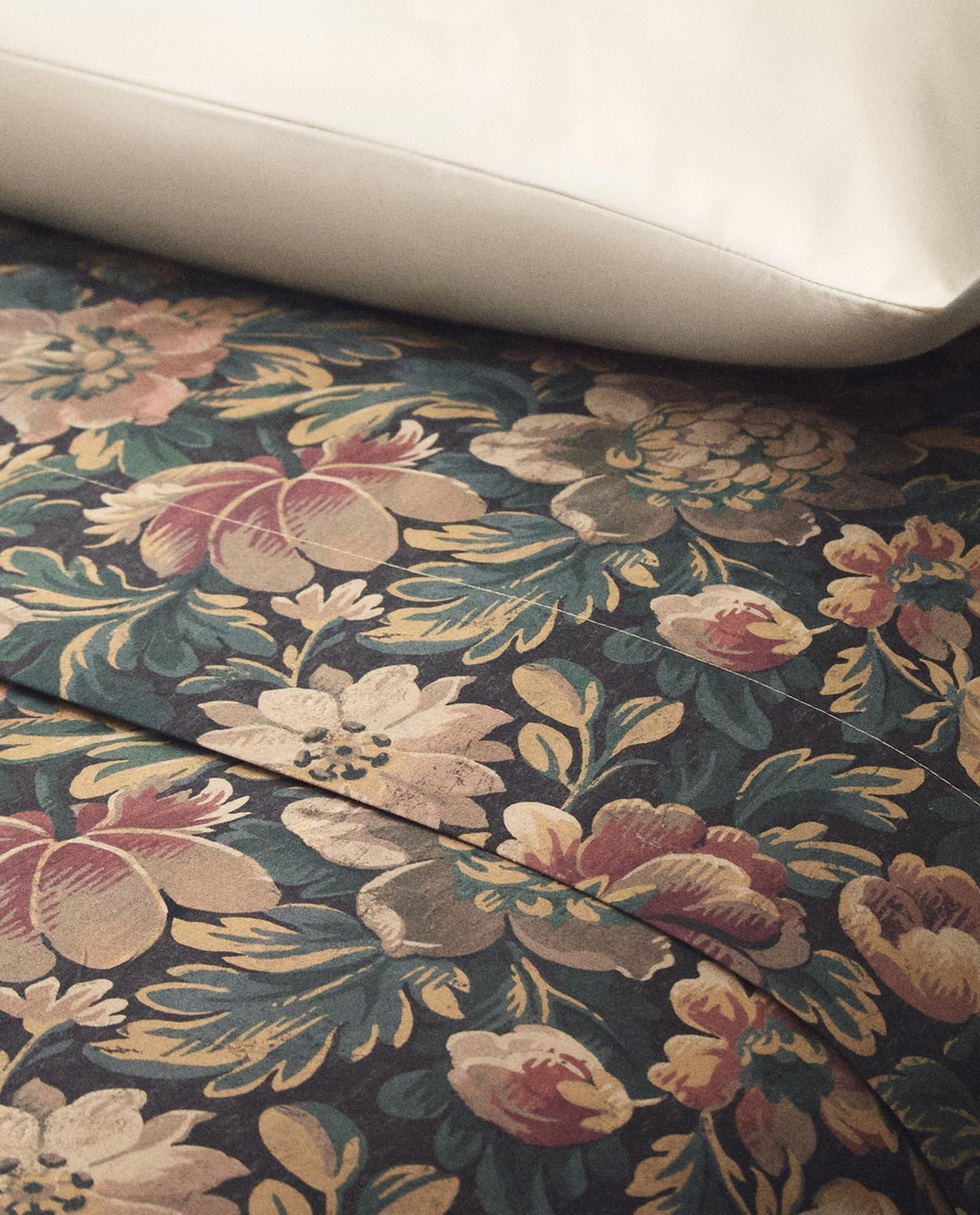 Zara Home - Простыня с изображением цветов, темно-синий, 240x280 см