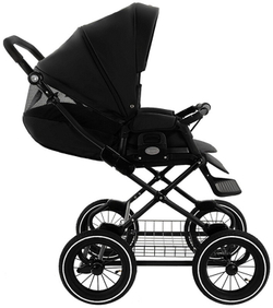 Детская коляска Roan Bass Next Classic Кожа d12 3 в 1 с автокреслом Elo Lux EduSky Black RCL300/1 Black