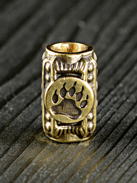 Бусина квадратная Медвежья лапа (печать Велеса) из латуни