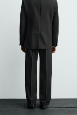 ZARA X AARON LEVINE БРЮКИ-СМОКИНГ ИЗ ШЕРСТИ, ЧЕРНЫЙ