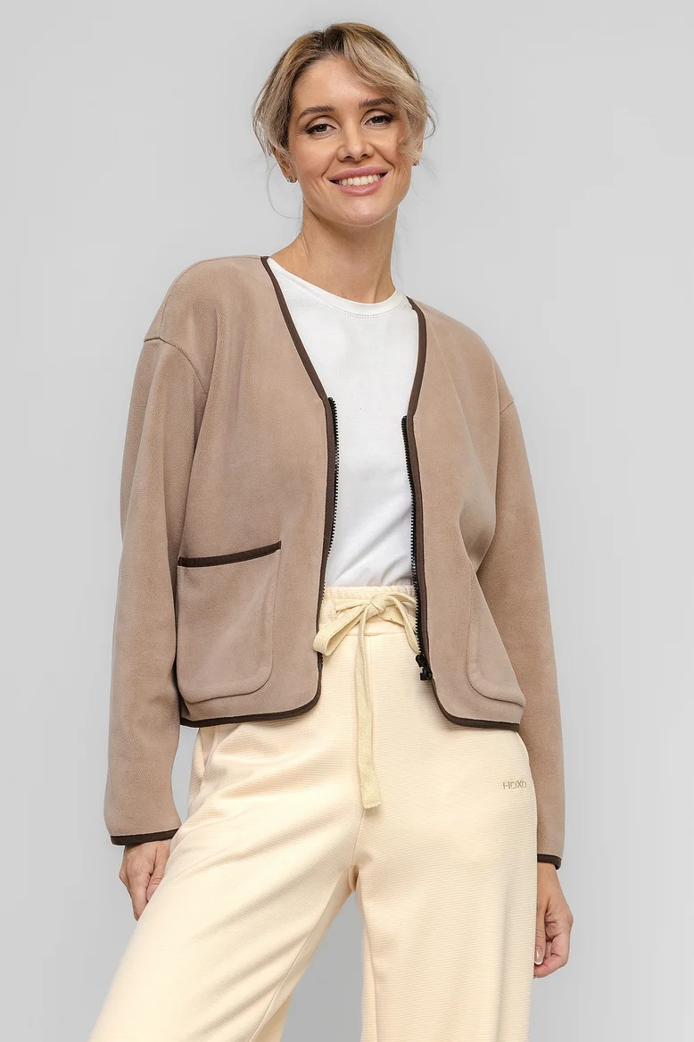 Куртка укороченная, из джерси, женская