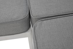 "Канны" диван модульный плетеный из роупа, каркас алюминий белый, роуп светло-серый круглый, ткань светло-серая