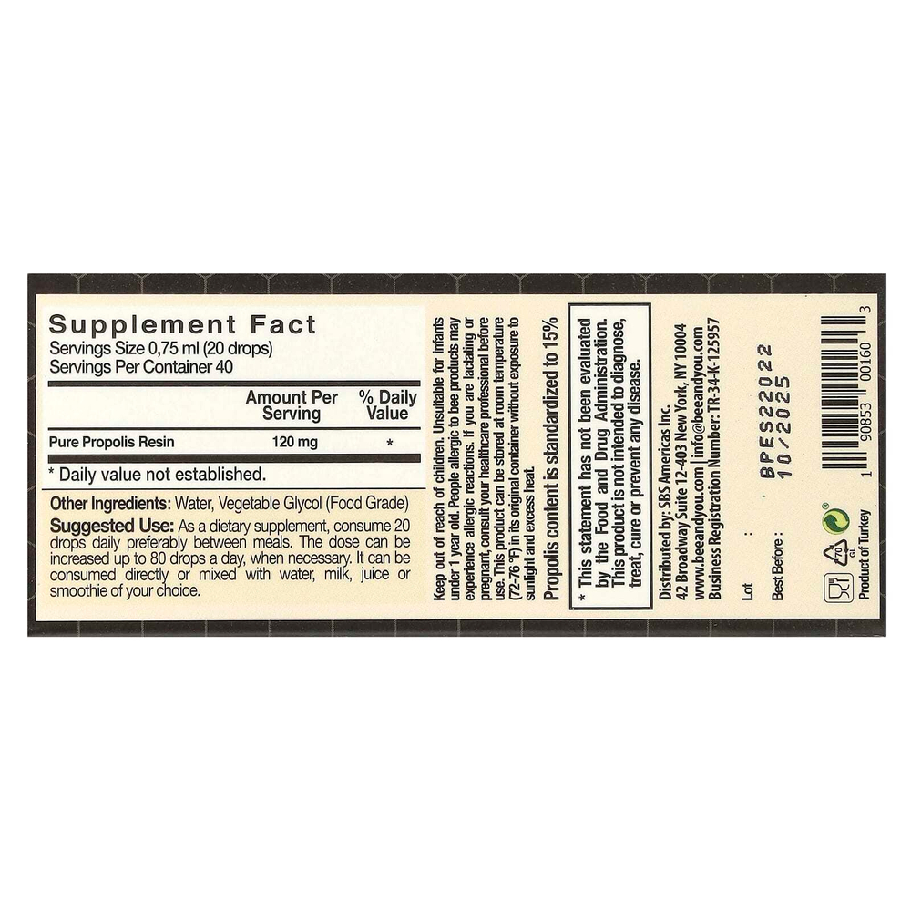 Bee & You, Водорастворимый прополис, без спирта, 30 мл (1 жидк. Унция)