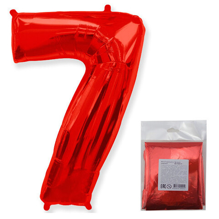 F 40"/102 см, Цифра Красный "7", 1 шт. (в упаковке)