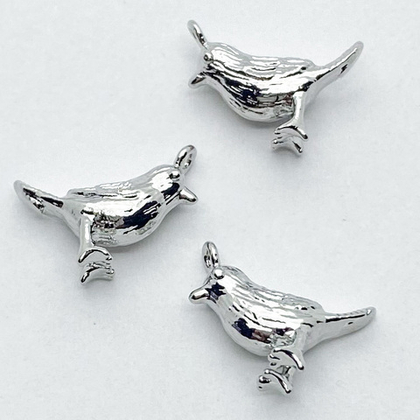 Подвеска Птица, цвет серебро (родий), размер 12*10 мм, цена за 1 шт