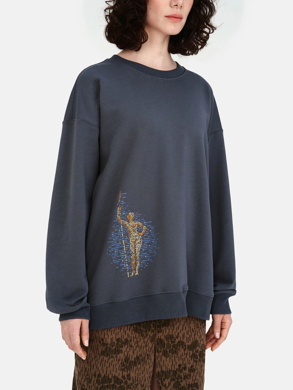 Толстовка Яндекс «Культурный код Москвы» Девушка с веслом серая