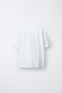 ZARA ФУТБОЛКА С ВЫШИВКОЙ, БЕЛЫЙ