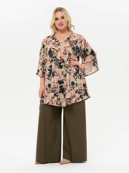 Свободная туника, джерси-ангора бежевая