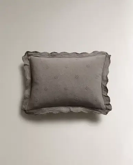 ZARA HOME НАВОЛОЧКА ДЛЯ ДЕКОРАТИВНОЙ ПОДУШКИ ДЛЯ ДЕТЕЙ С ВЫШИВКОЙ, СЕРЫЙ