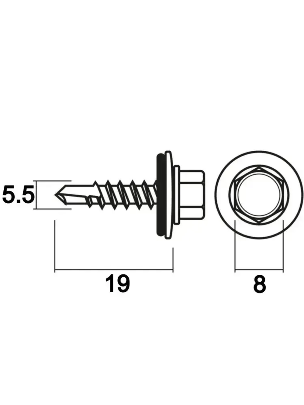 Саморез кровельный 5.5х19мм, 50 шт.
