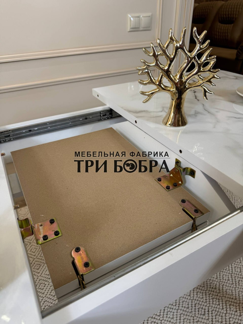 Кухонный раздвижной стол "Модерн", мрамор Парфенон