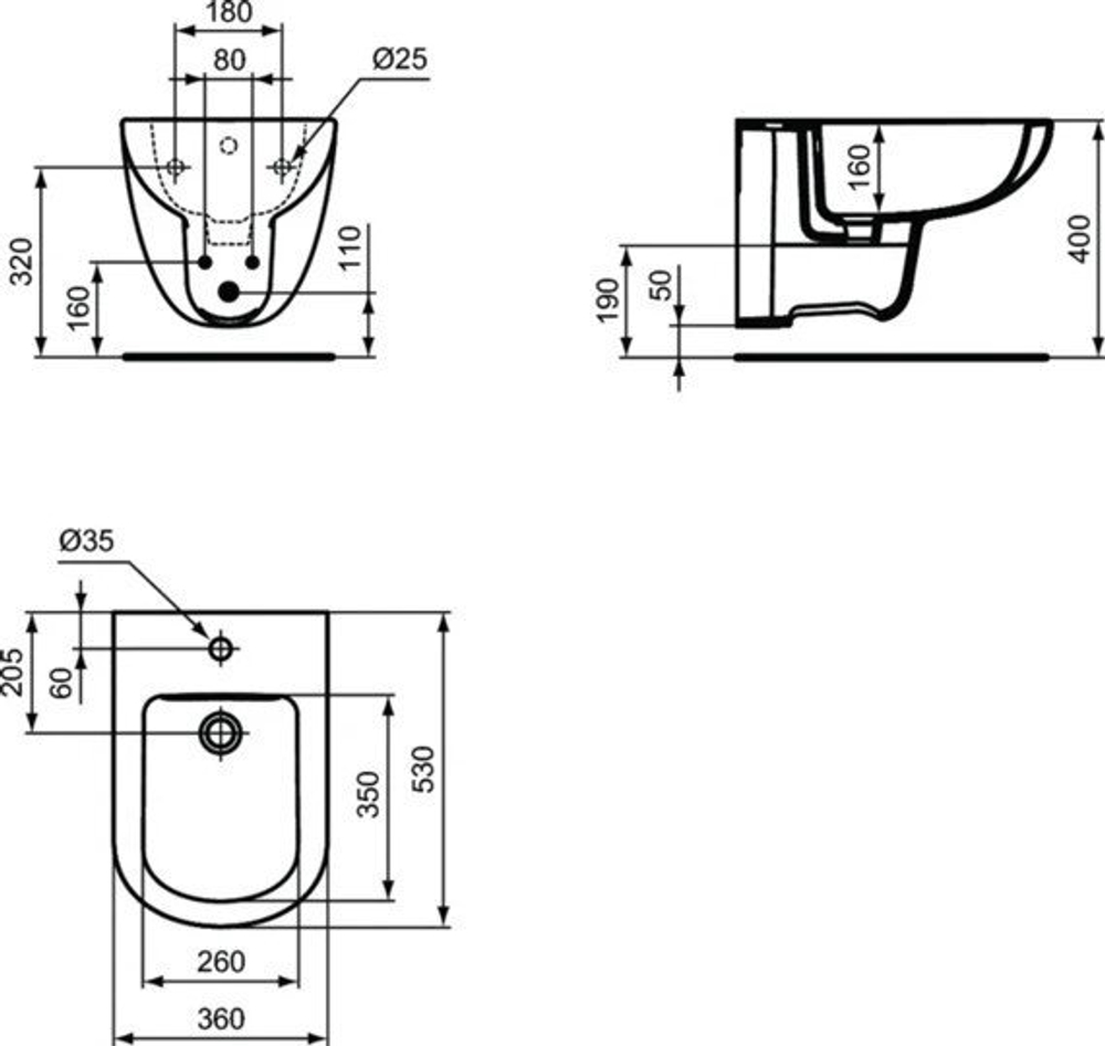 Подвесное биде Ideal Standard TEMPO T510001