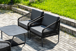 "Канны" лаунж-зона 5-местная плетеная из роупа (веревки), цвет темно-серый