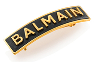 Balmain Hair Couture Заколка-автомат кожаная черная с золотыми буквами BALMAIN размер M Limited Edition Barrette Pour Cheveux M Gold FW20