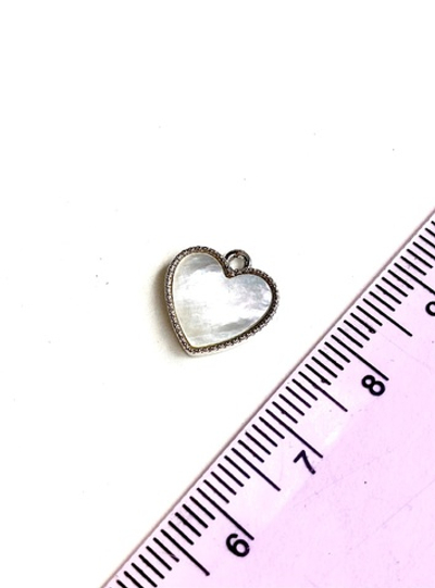 4233-p Подвеска "Сердце" 12*13 с перламутром, родий