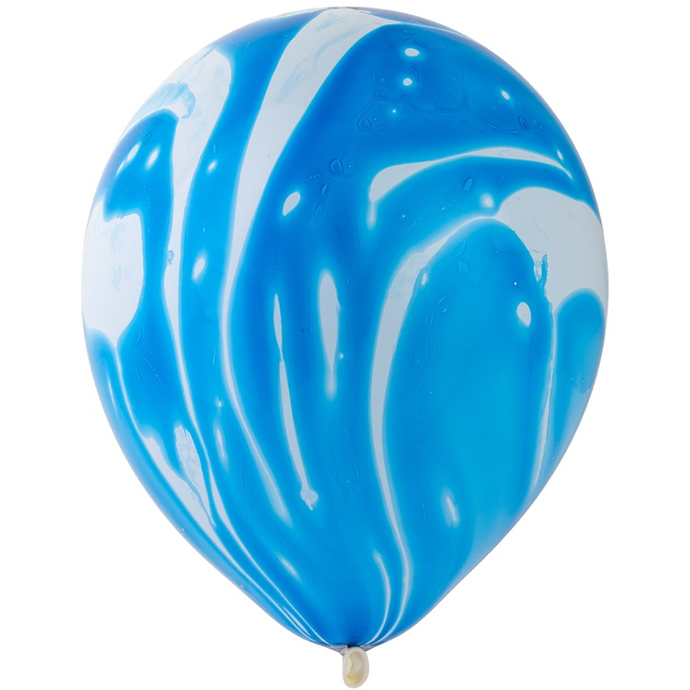 Шар латексный 30см Мрамор (Голубой)