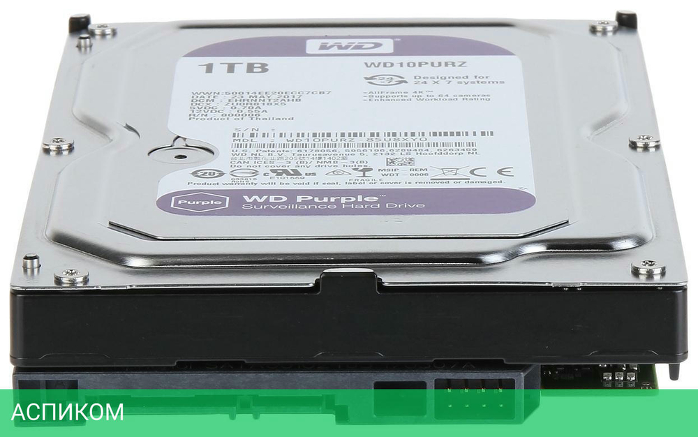 Жесткий диск WD 1TB WD10PURZ