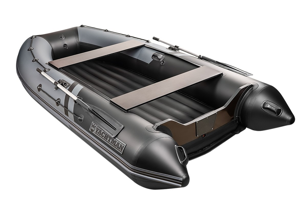 YACHTMAN-340 НДНД (Яхтман) серый-черный (лодка ПВХ нднд под мотор с усилением)