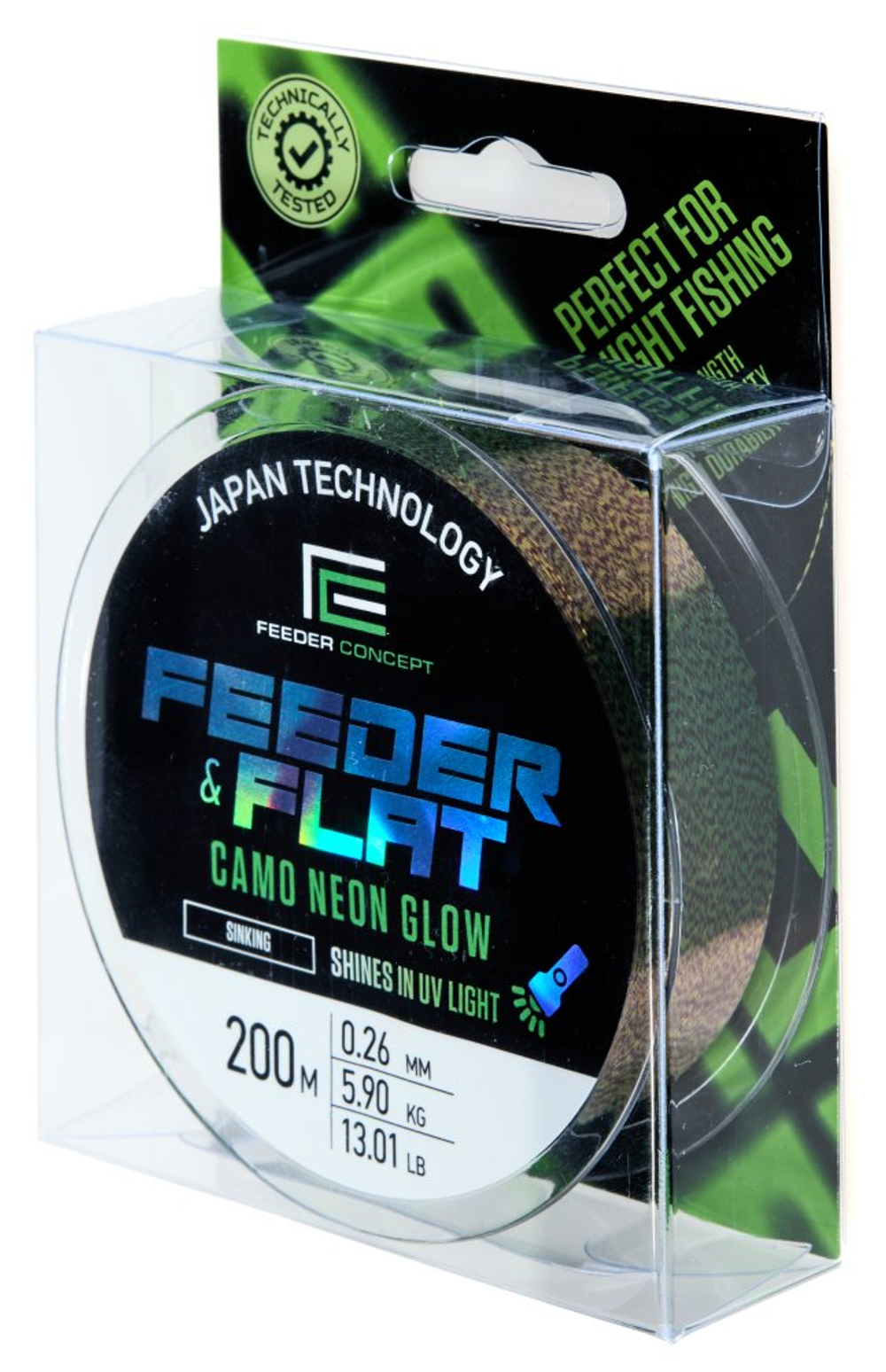 Леска монофильная Feeder Concept FEEDER&FLAT Camo Neon Glow 200м, 0.26мм