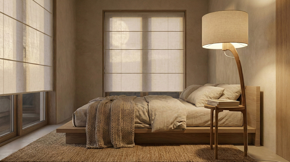 Торшер со столиком Corta из массива дуба в стиле Japandi