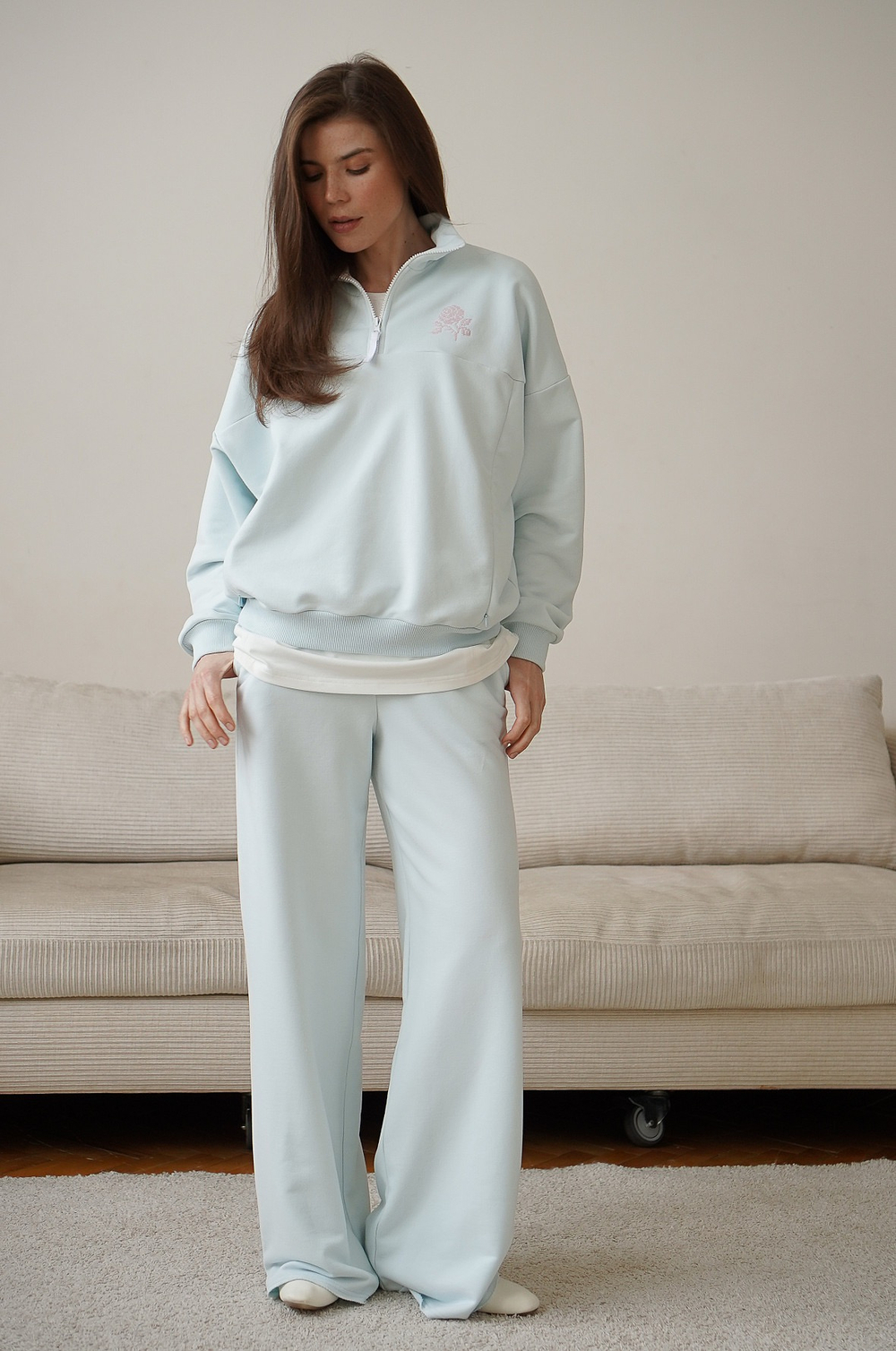 Брюки широкие Ритм премиум, Голубой