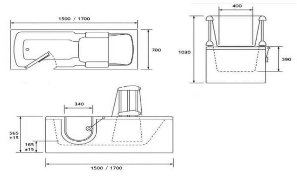 Ванна для МГН ABS NOFER H501 белый