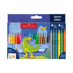 Flomaster \ фломастеры Пенал Faber-Castell из волокна, 18+6 ручек с динозаврами, ассорти, 24 штуки