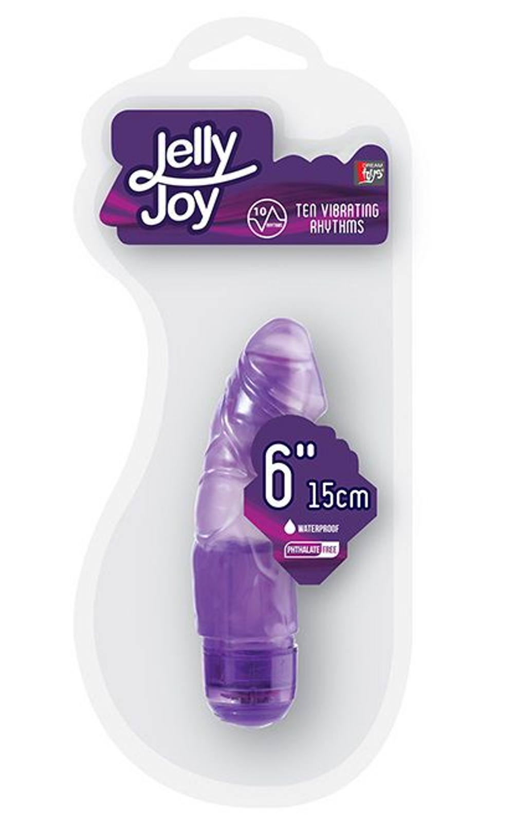 Фиолетовый вибромассажёр JELLY JOY 6INCH 10 RHYTHMS - 15 см. (Цвет: фиолетовый)