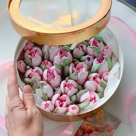 Упаковка "Шайба" с окном золото д 16 высота 7см