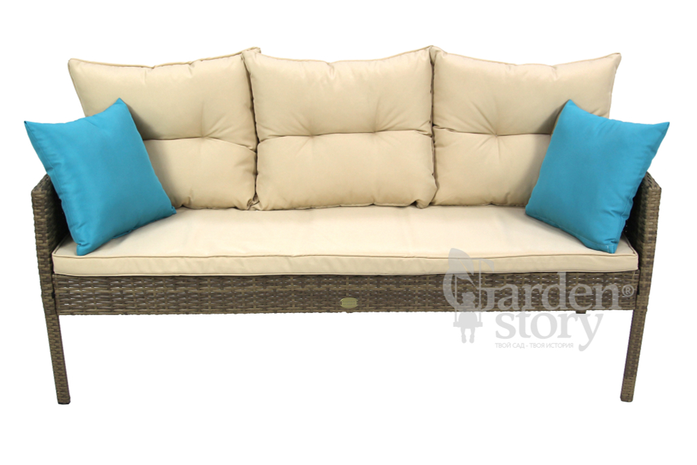 Набор мебели Garden Story Милена 2 уп. (стол+диван+2 Стул Garden Storyа+2 кресла ротанг кор., подушки бежевые+декоративные по