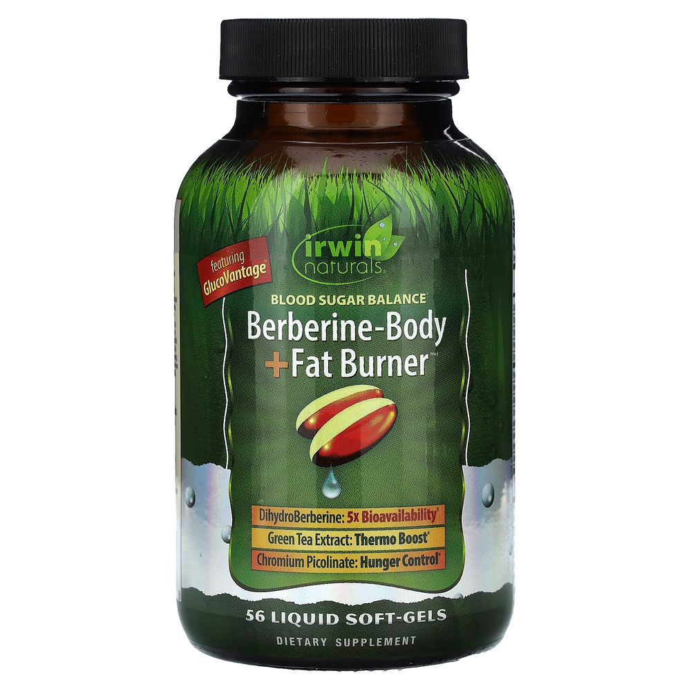 Irwin Naturals, Berberine-Body + сжигатель жира, 56 капсул с жидкостью